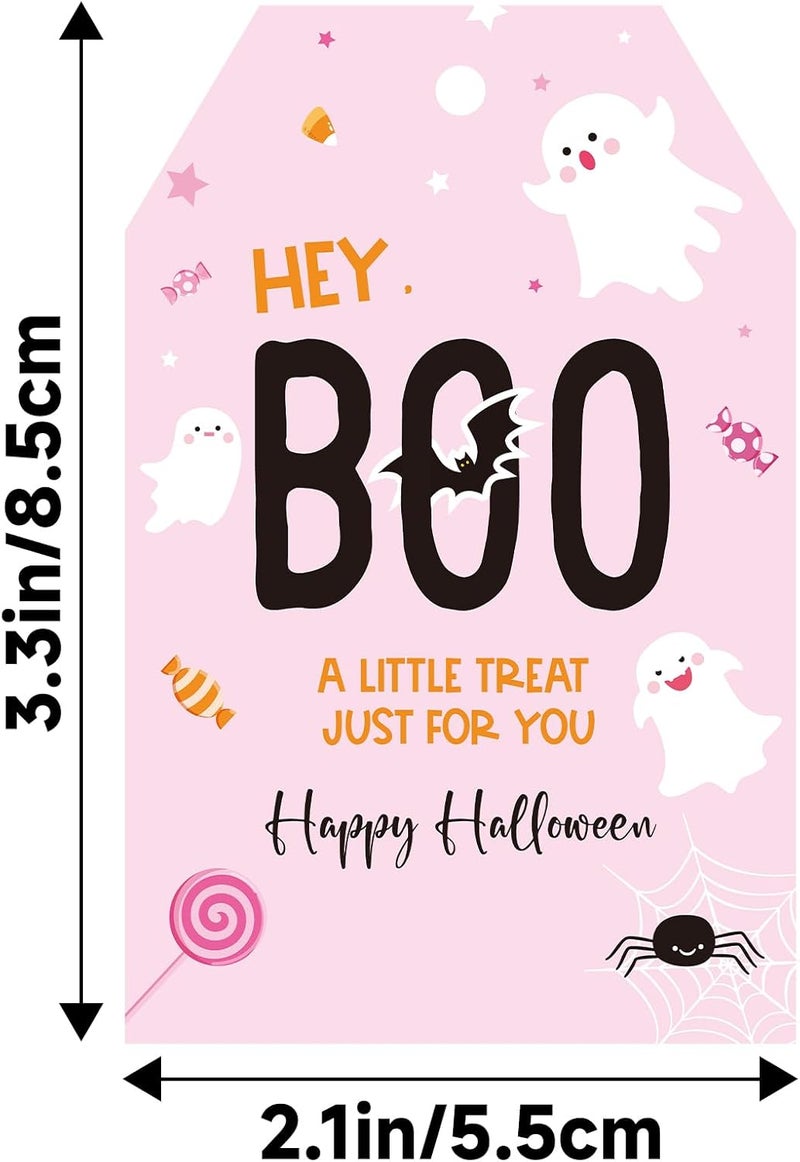g2plus Happy Halloween Tags, 50Pcs Halloween Treat Paper Tags, Ghost Boo Gift Tag with String for Gift Wrapping, Halloween Party Favors - Image 2